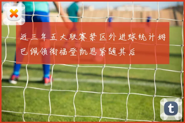 近三年五大联赛禁区外进球统计姆巴佩领衔福登凯恩紧随其后